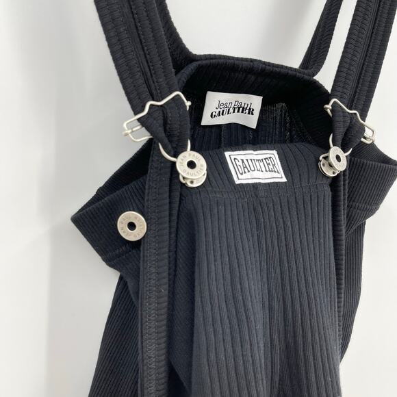Jean Paul Gaultier | JPG Overall Clip Logo Patch Short in Black Ribbed Knit S - Picture 5 of 9
